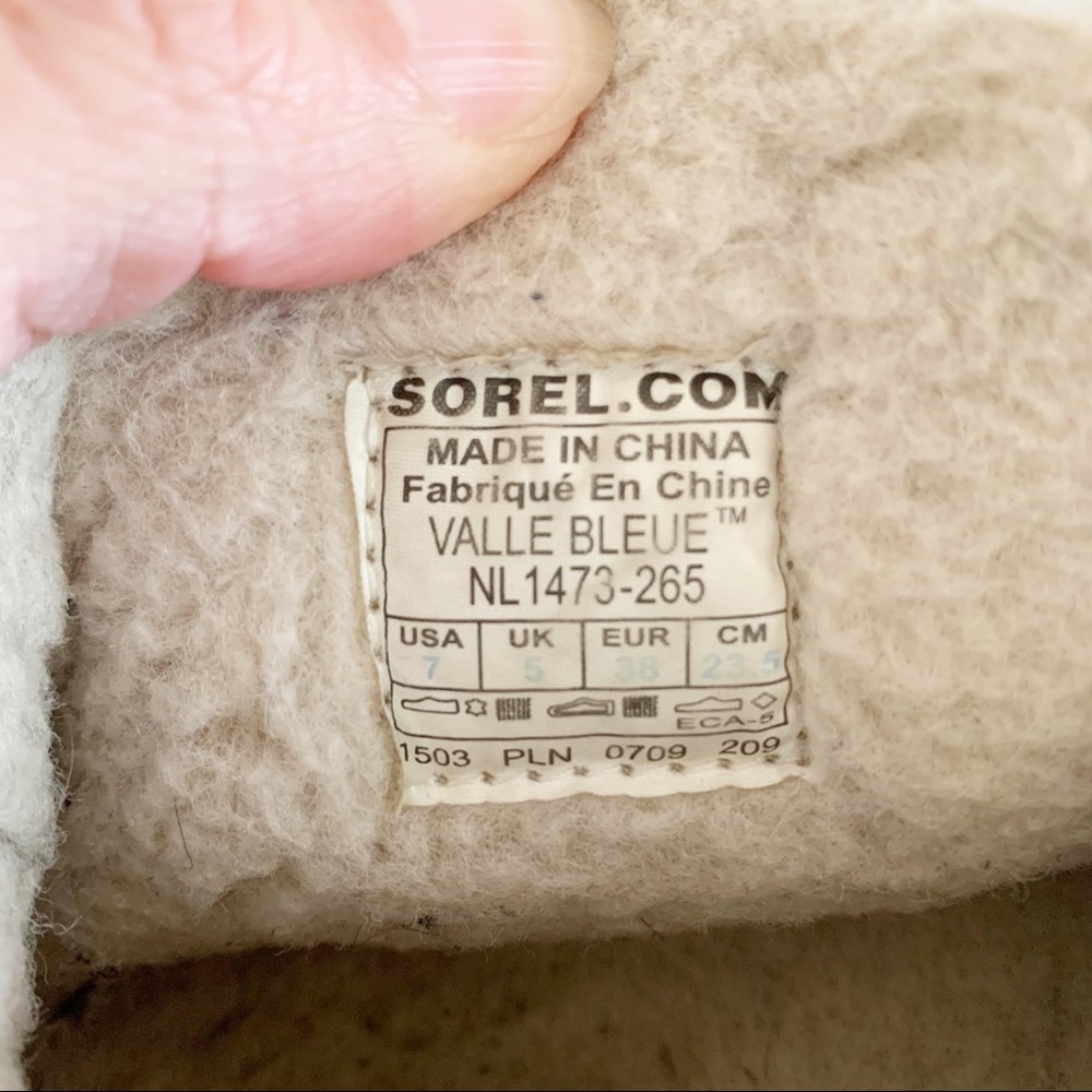Sorel Valle Bleue Tan Beige Fleece Lined Ankle Bootie Slippers Womens Size 7 - Picture 10 of 11